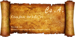 Csajka Arián névjegykártya